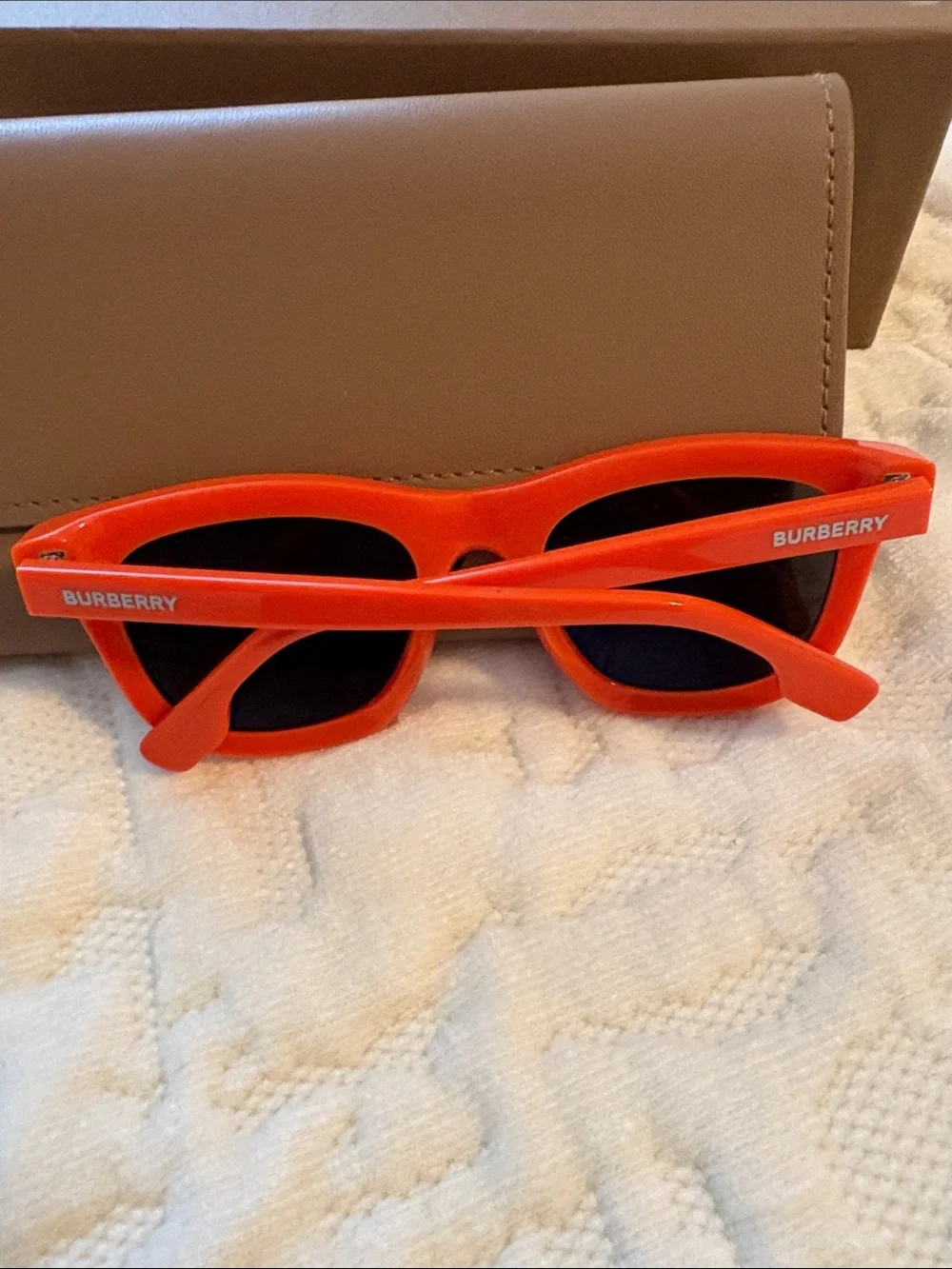 Burberry Kids Bright Orange Sunglasses with Tan Case